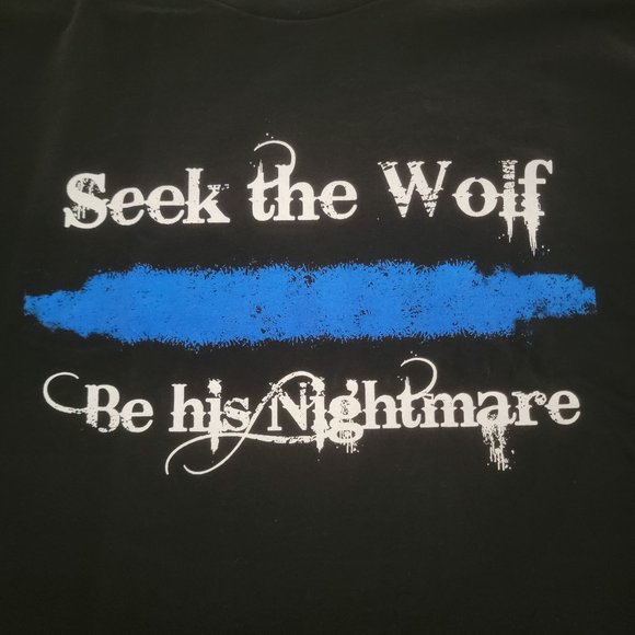 NEW Seek The Wolf mens tee Size XL blue line Extra Large black blue short sleeve - Picture 4 of 5